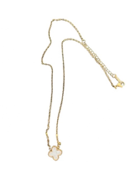 Jewelry - Gold Clover Pendant Necklace with White Mother-of-Pearl Accent - NWOT